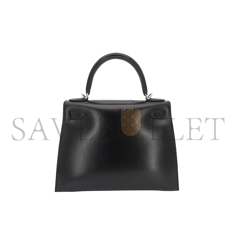 HERMÈS MASTER KELLY 28 SELLIER BLACK BOX CALF LEATHER PALLADIUM HARDWARE (28*22*10cm)